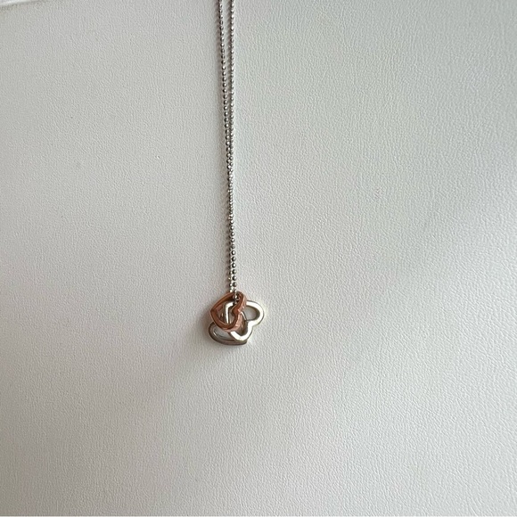 Tri Color Triple Heart Necklace 3 Open Hearts - Picture 3 of 4